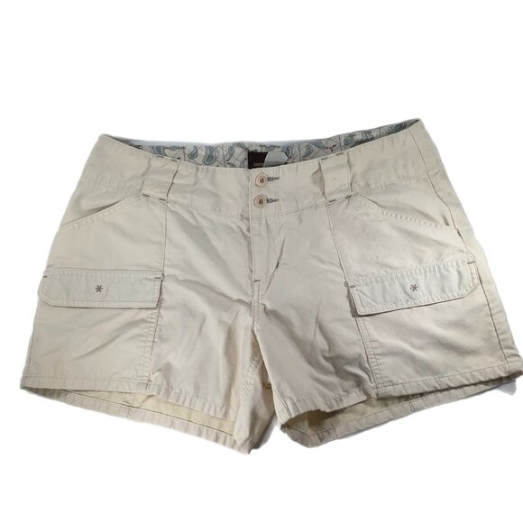 Horny Toad Pants - Horny Toad Shorts Womens 8 White Cream Khaki Hiking Walking Cotton Pockets READ